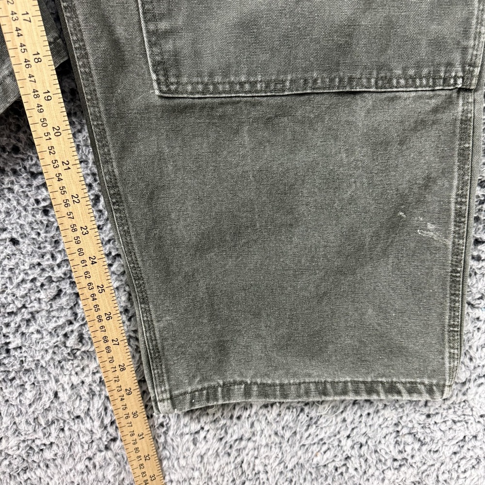 Carhartt Duck Bib Overalls Mens 44x32 R06 MOS Moss Green Double Knee Canvas USA - Picture 14 of 15